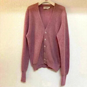 Vintage St. Croix Knits Mauve Button Down 100% Quanpaca Wool Sweater Cardigan